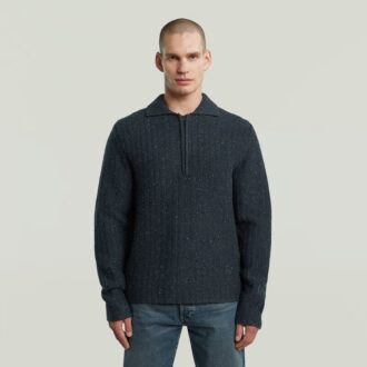 Guler polo tricotat cu fermoar pe jumătate
