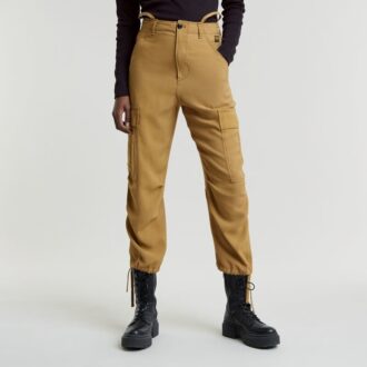 Pantaloni cargo crop cu șnur de fixare