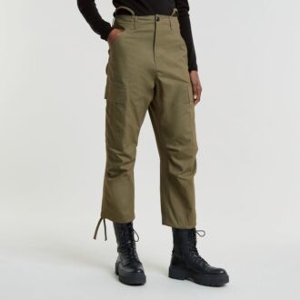 Pantaloni cargo crop cu șnur de fixare