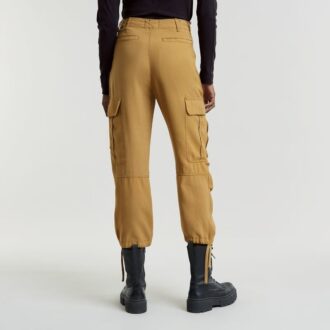 Pantaloni cargo crop cu șnur de fixare