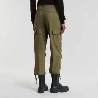 Pantaloni cargo crop cu șnur de fixare