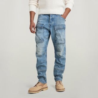 Pantaloni cargo din denim 3D, drepți și conici