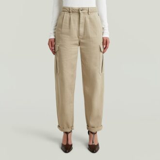 Pantaloni chino cargo plisați și conici