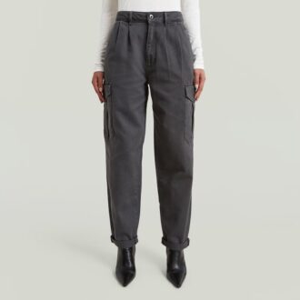 Pantaloni chino cargo plisați și conici