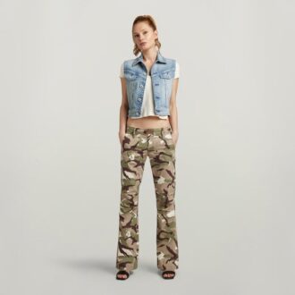 Pantaloni cu fermoar camuflaj Y2K
