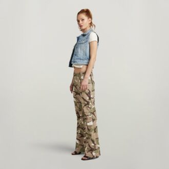 Pantaloni cu fermoar camuflaj Y2K