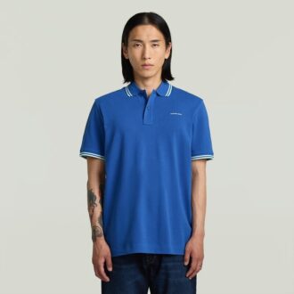 Polo cu dungi și logo pe piept