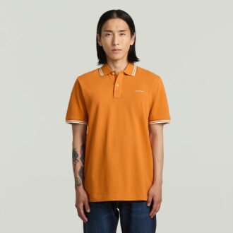 Polo cu dungi și logo pe piept