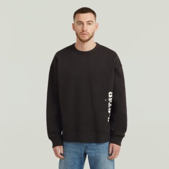 Pulover larg cu imprimeu grafic 89 pulverizat