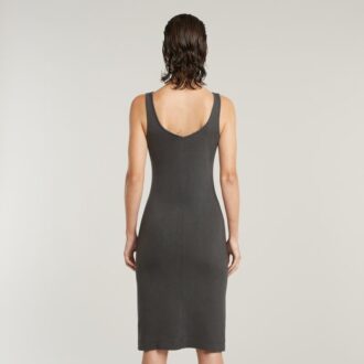 Rochie asimetrică cu fermoar, vopsită în negru