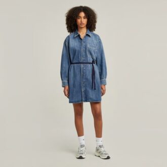 Rochie din denim supradimensionată cu curea
