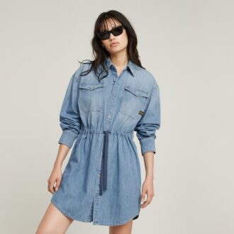 Rochie lejeră din denim cu șnur de fixare